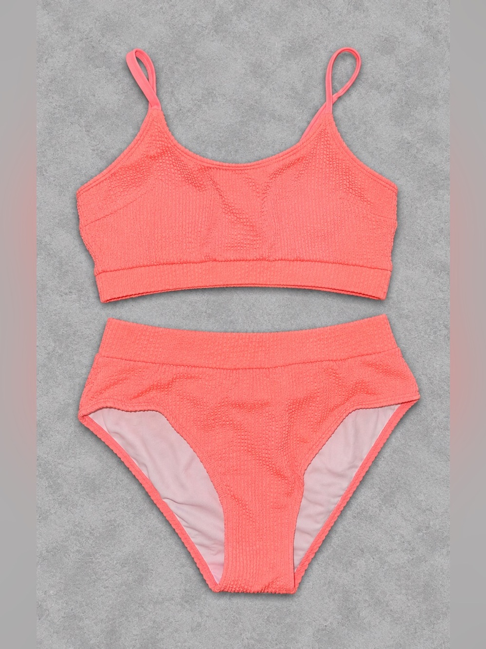 NWT - Fanuerg Womens Ribbed High Waisted Bikini Set Scoop Neck - Size Small